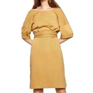 zara | black dolman 3/4 sleeve scoop neck minimal casual oversized wrap dress